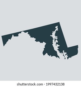 Mapa del vector MARYLAND, aislado en fondo gris