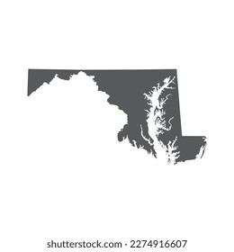 Maryland map vector. Map of Maryland state silhouette vector