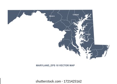 maryland map. vector map of maryland, U.S. states.