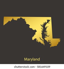 Maryland map,border with golden gradient. Vector illustration