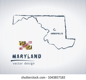 Maryland national vector drawing map on white background