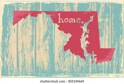 Maryland nostalgic rustic vintage state vector sign