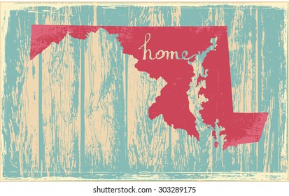 Maryland nostalgic rustic vintage state vector sign