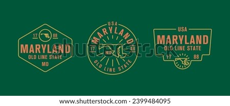 Maryland - Old Line State. Maryland state logo, label, poster. Vintage poster. Print for T-shirt, typography. Vector illustration