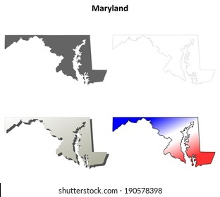 Maryland outline map set - vector version