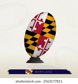 Maryland Rugby Ball on Rugby Kicking Tees with Modern Design. Illustration perfect for sports, national pride, and rugby-related projects.