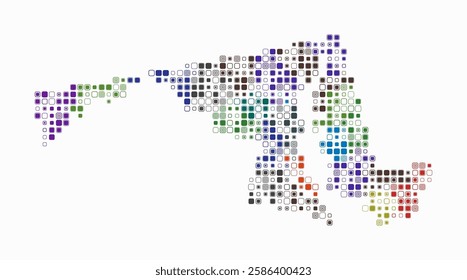 Maryland, shape of the state built of colored cells. Digital style map of Maryland on a white background. Small size rounded square blocks. Awesome vector illustration.