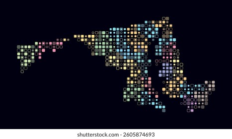 Maryland, shape of the state built of colored cells. Digital style map of Maryland on a dark background. Small size rounded square blocks. Amazing vector illustration.