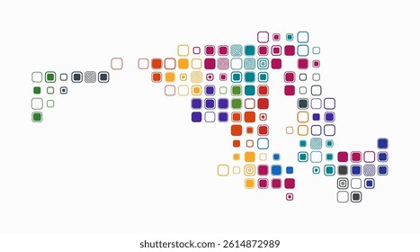 Maryland, shape of the state built of colored cells. Digital style map of Maryland on a white background. Large size rounded square blocks. Stylish vector illustration.
