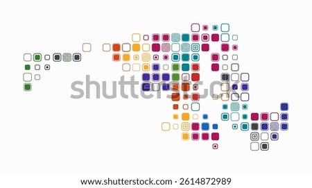 Maryland, shape of the state built of colored cells. Digital style map of Maryland on a white background. Large size rounded square blocks. Stylish vector illustration.
