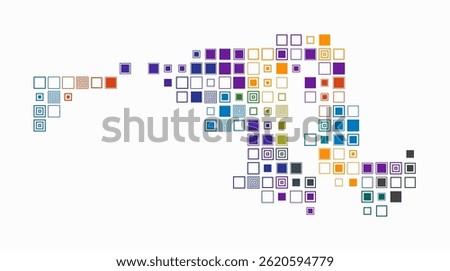 Maryland, shape of the state built of colored cells. Digital style map of Maryland on a white background. Large size square blocks. Modern vector illustration.