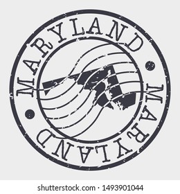 Maryland Stamp Postal. Map Silhouette Seal. Passport Round Design. Vector Icon. Design Retro Travel.