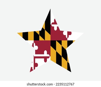 Maryland Star Flag. MD USA Five Point Star Shape State Flag. Marylander US Banner Icon Symbol Vector Flat Artwork Graphic Illustration