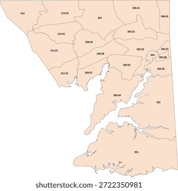 Maryland State Cecil County vector Census Tract polygon based on Tiger 2020 Census Data