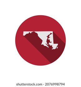 Maryland state circle map with long shadow