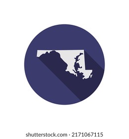 Mapa del círculo del estado de Maryland con una sombra larga