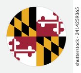 Maryland State flag vector icon design. Maryland State Circle flag. Round of Maryland flag. 
