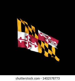 Maryland state flag. Vector illustration of Maryland flag, USA on black background