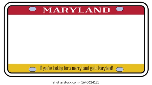 Maryland state license plate in the colors of the state flag over a white background