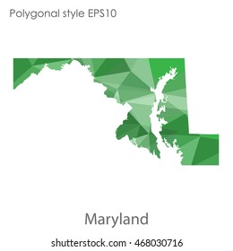 Maryland state map in geometric polygonal style.Abstract gems triangle,modern design background. Vector illustration EPS10