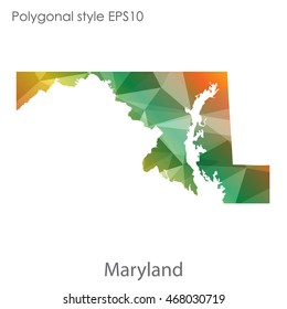 Maryland state map in geometric polygonal style.Abstract gems triangle,modern design background. Vector illustration EPS10