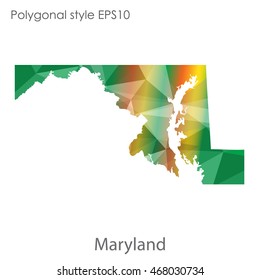 Maryland state map in geometric polygonal style.Abstract gems triangle,modern design background. Vector illustration EPS10