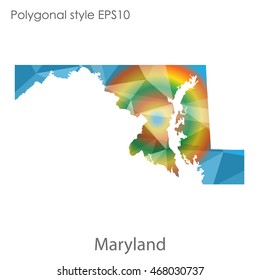 Maryland state map in geometric polygonal style.Abstract gems triangle,modern design background. Vector illustration EPS10