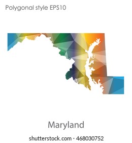 Maryland state map in geometric polygonal style.Abstract gems triangle,modern design background. Vector illustration EPS10