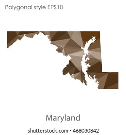 Maryland state map in geometric polygonal style.Abstract gems triangle,modern design background. Vector illustration EPS10