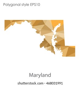 Maryland state map in geometric polygonal style.Abstract gems triangle,modern design background. Vector illustration EPS10