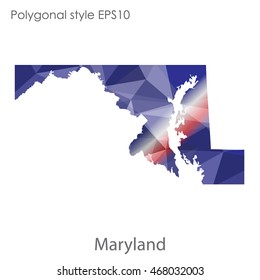 Maryland state map in geometric polygonal style.Abstract gems triangle,modern design background. Vector illustration EPS10