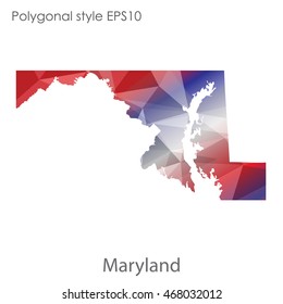 Maryland state map in geometric polygonal style.Abstract gems triangle,modern design background. Vector illustration EPS10
