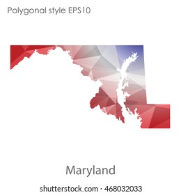 Maryland state map in geometric polygonal style.Abstract gems triangle,modern design background. Vector illustration EPS10