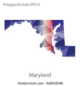 Maryland state map in geometric polygonal style.Abstract gems triangle,modern design background. Vector illustration EPS10
