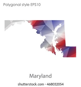 Maryland state map in geometric polygonal style.Abstract gems triangle,modern design background. Vector illustration EPS10