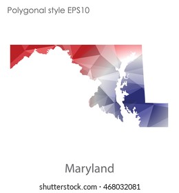 Maryland state map in geometric polygonal style.Abstract gems triangle,modern design background. Vector illustration EPS10
