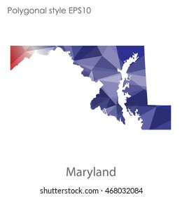 Maryland state map in geometric polygonal style.Abstract gems triangle,modern design background. Vector illustration EPS10