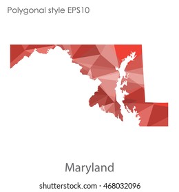Maryland state map in geometric polygonal style.Abstract gems triangle,modern design background. Vector illustration EPS10