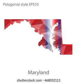 Maryland state map in geometric polygonal style.Abstract gems triangle,modern design background. Vector illustration EPS10