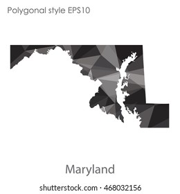 Maryland state map in geometric polygonal style.Abstract gems triangle,modern design background. Vector illustration EPS10