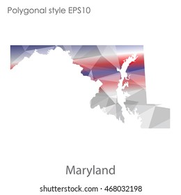 Maryland state map in geometric polygonal style.Abstract gems triangle,modern design background. Vector illustration EPS10