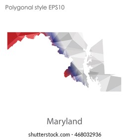 Maryland state map in geometric polygonal style.Abstract gems triangle,modern design background. Vector illustration EPS10