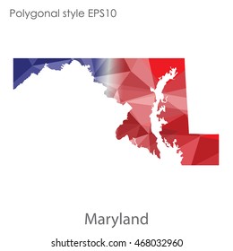 Maryland state map in geometric polygonal style.Abstract gems triangle,modern design background. Vector illustration EPS10