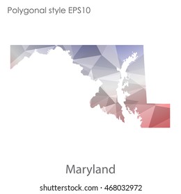Maryland state map in geometric polygonal style.Abstract gems triangle,modern design background. Vector illustration EPS10