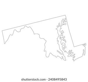 Maryland state map. Map of the U.S. state of Maryland.