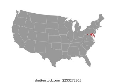 Maryland state map. Vector illustration.