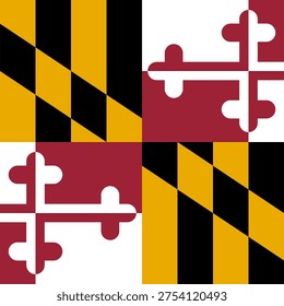 Maryland state square flag. Part of The United States of America. Clean design for print, web, or educational use. Vector illustration.