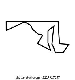 Maryland state of United States of America, USA. Simplified thick black outline map. Simple flat vector illustration
