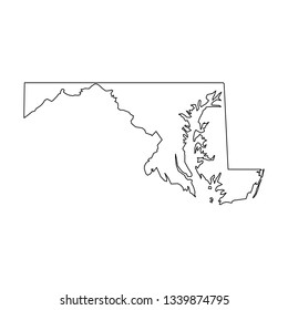 Maryland, state of USA - solid black outline map of country area. Simple flat vector illustration.