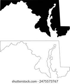 Maryland state vector outline contour silhouette map